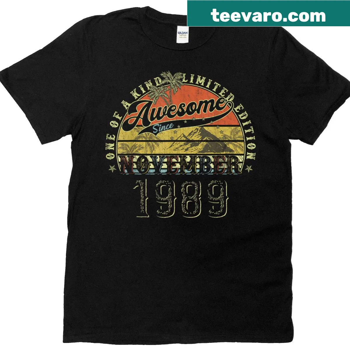 Commemorative T-shirt for 36th birthday featuring year 1989. — on a men's t-shirt