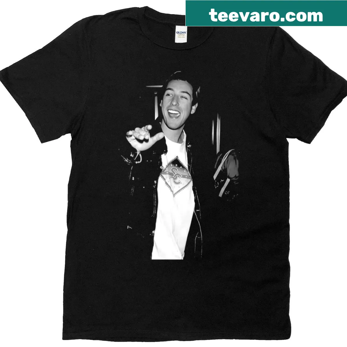 Retro T-shirt featuring Adam Sandler design from the 90s — on a men's t-shirt