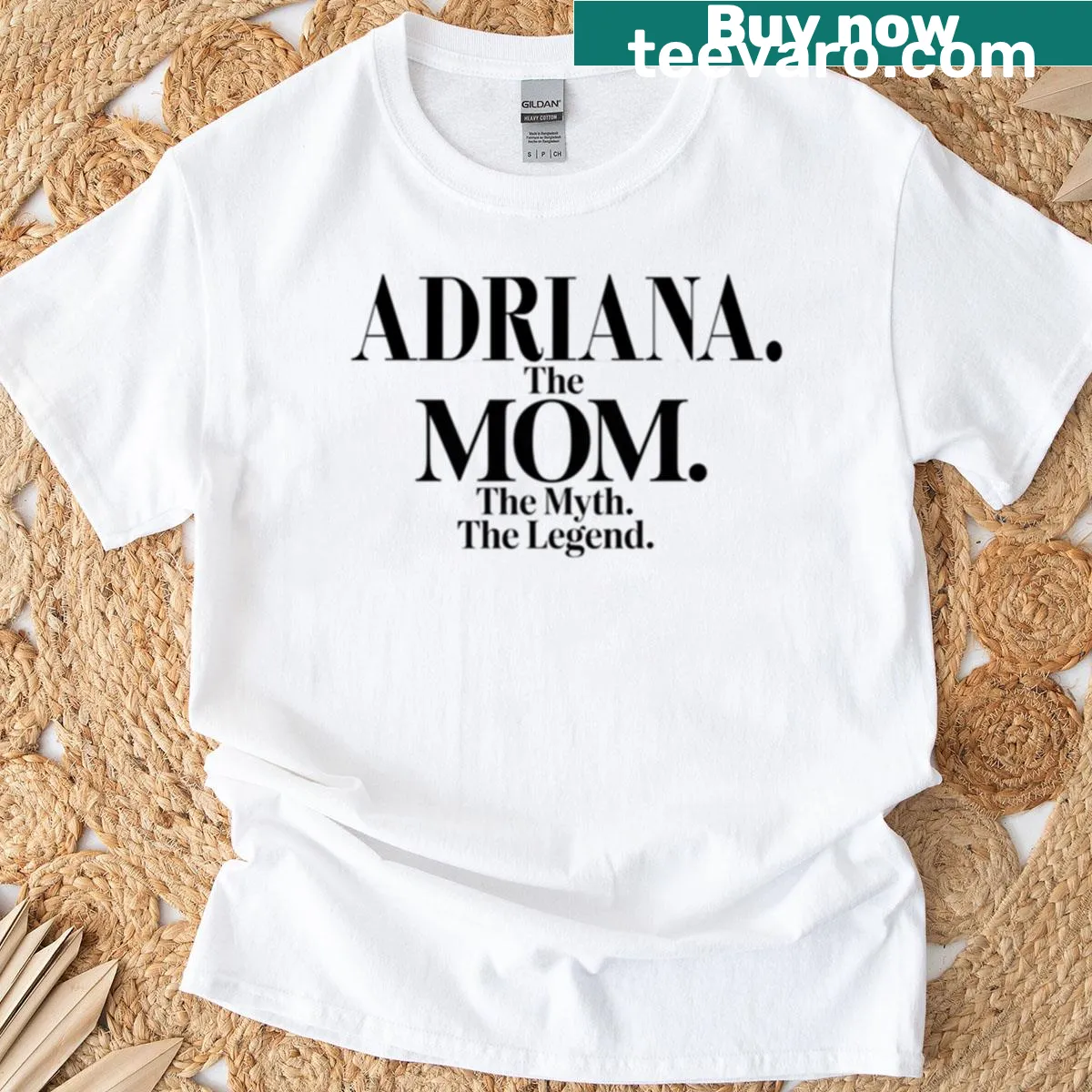 Funny mom quote t-shirt with the phrase Adriana: The Mom, The Myth, The Legend — on a men's t-shirt