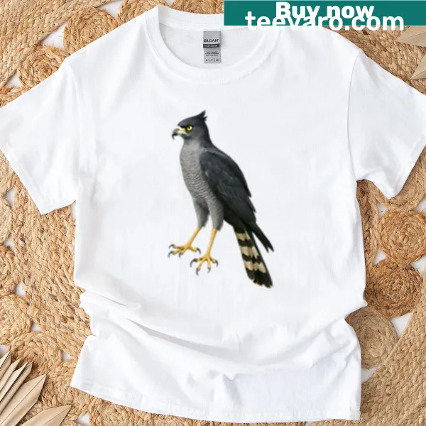 Illustration of an African Harrier Hawk in a savanna setting on a t-shirt