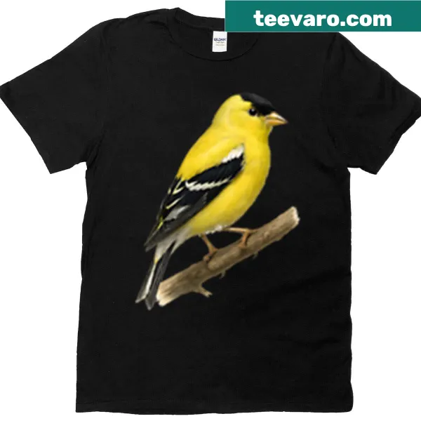 Digital illustration of an American Goldfinch on a T-shirt