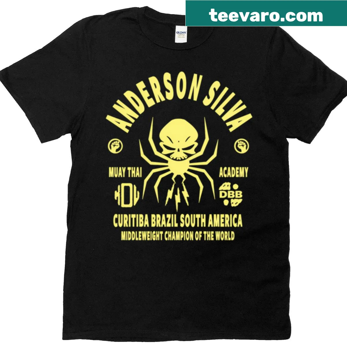 Typography design representing Anderson Silva Muay Thai Academy — on a men's t-shirt
