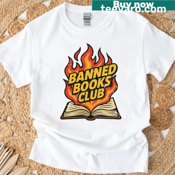 T-shirt promoting banned books with bold typography