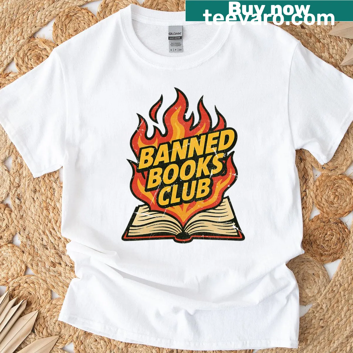 T-shirt promoting banned books with bold typography — on a men's t-shirt