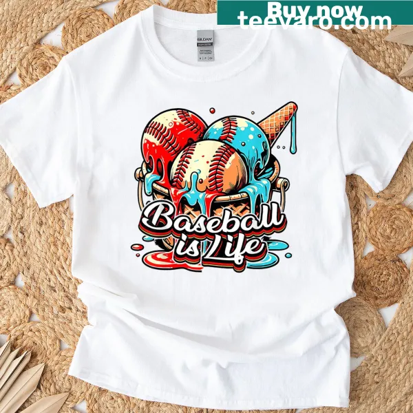 Youth T-shirt featuring an ice cream cone with a baseball graphic