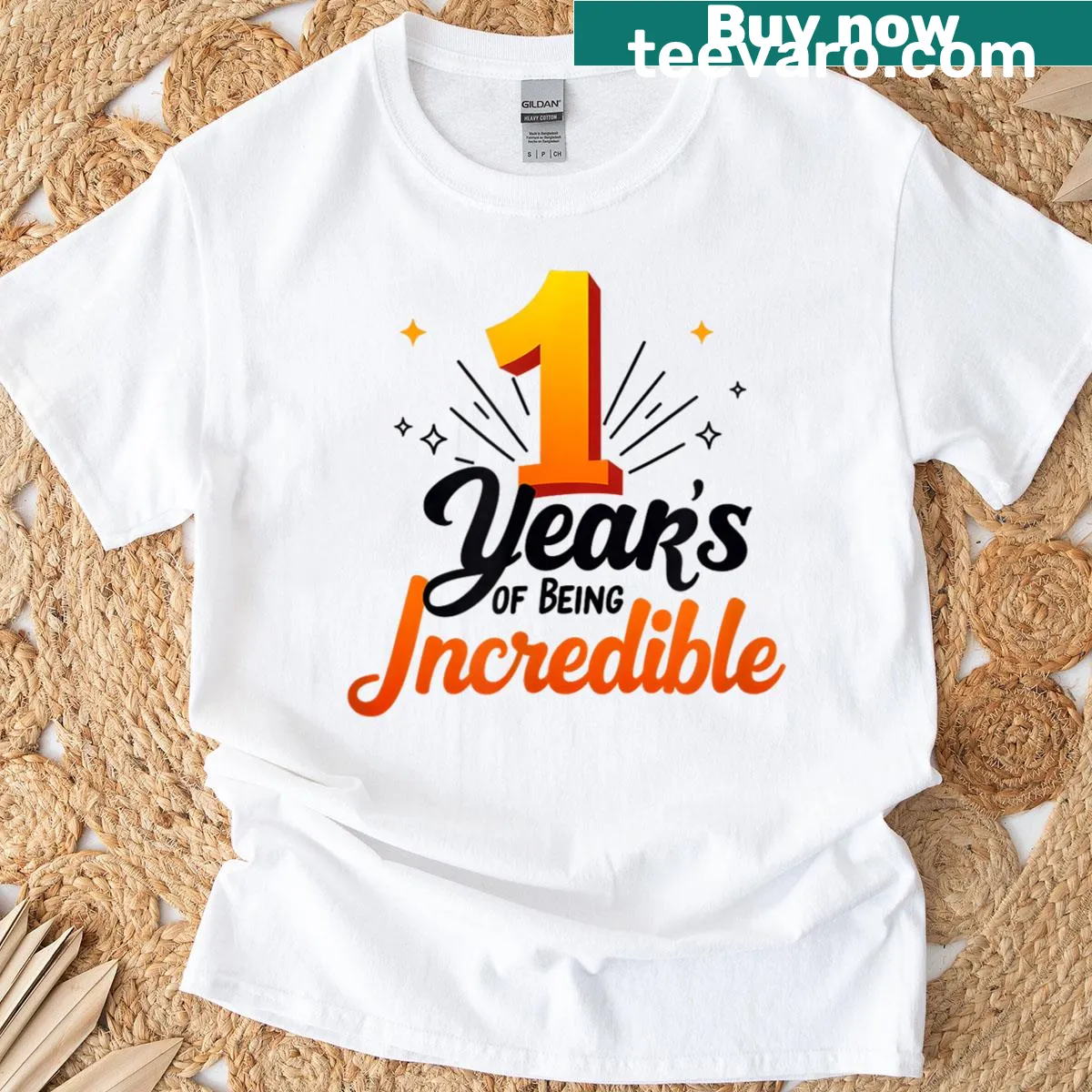 Birthday T-shirt celebrating one year of being incredible — on a men's t-shirt