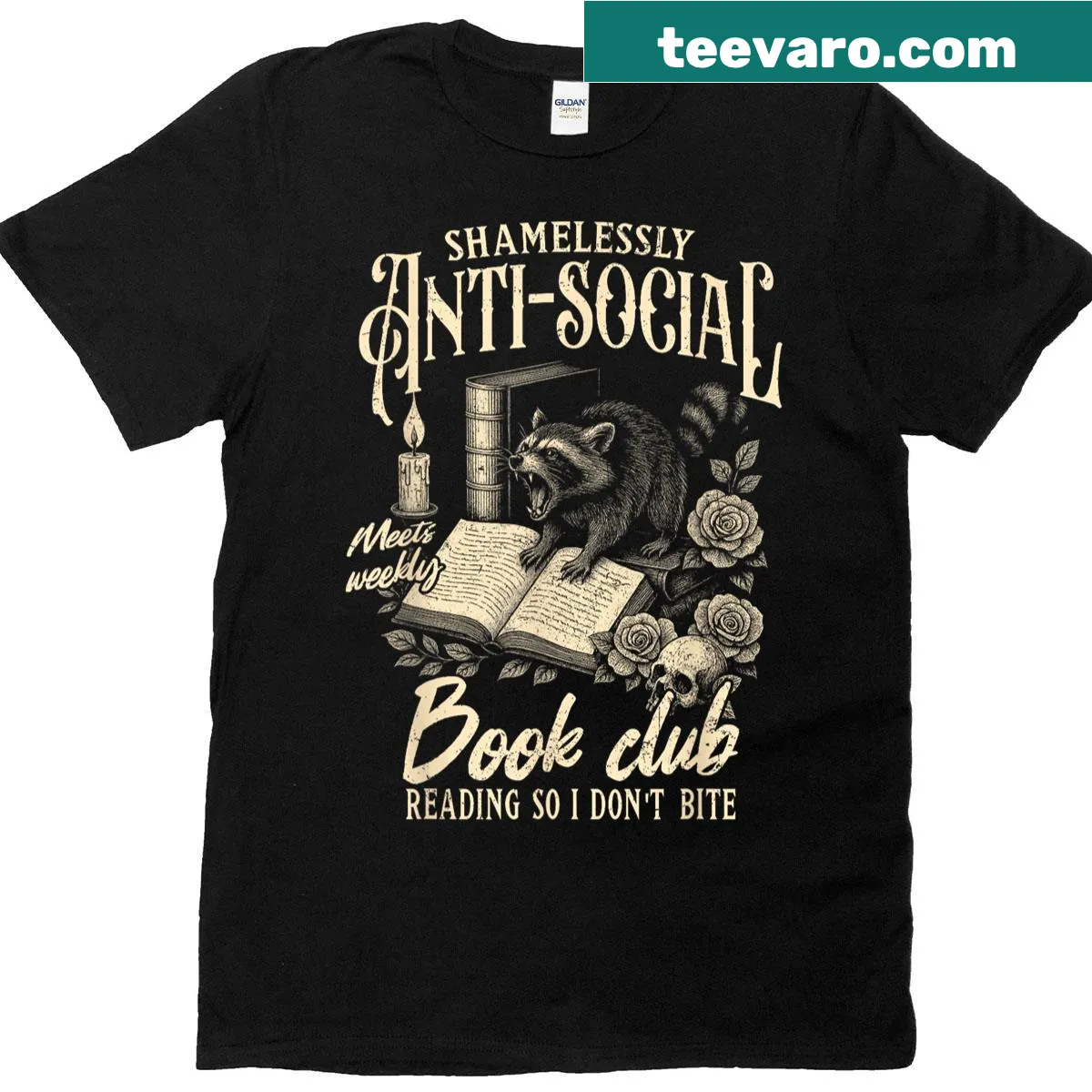 Witty T-shirt for book lovers about being anti-social — on a men's t-shirt