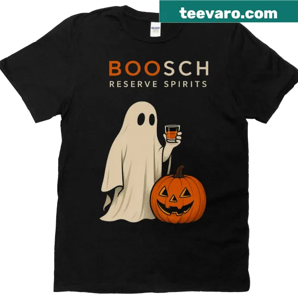 Fun Halloween T-shirt with text "Boosch" in playful font