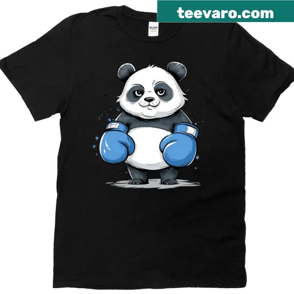 Illustration of a boxing panda with gloves on a T-shirt