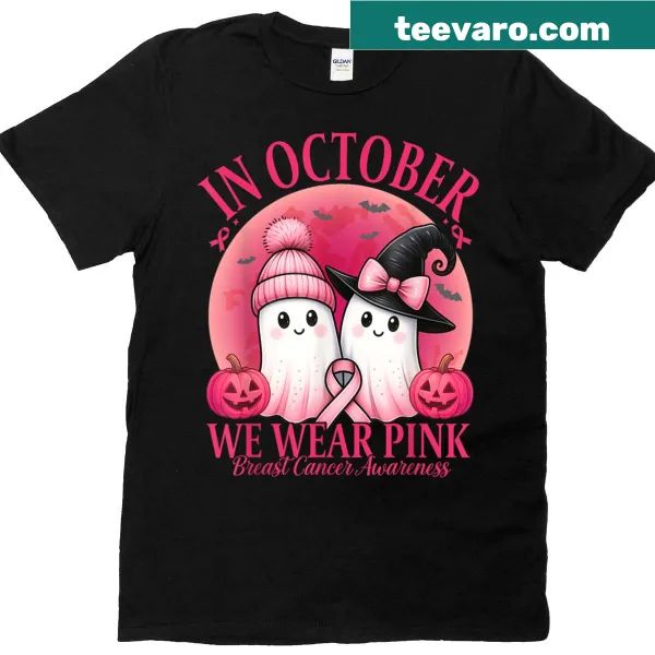 Breast Cancer Awareness Halloween T-shirt with pink typography