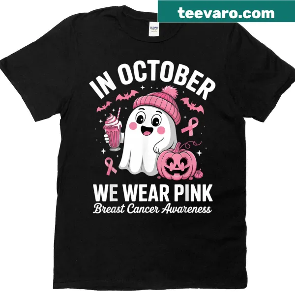 Awareness Halloween t-shirt with a ghost and pink theme