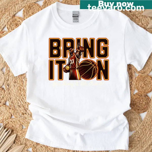 Basketball design T-shirt featuring a ball going through the net