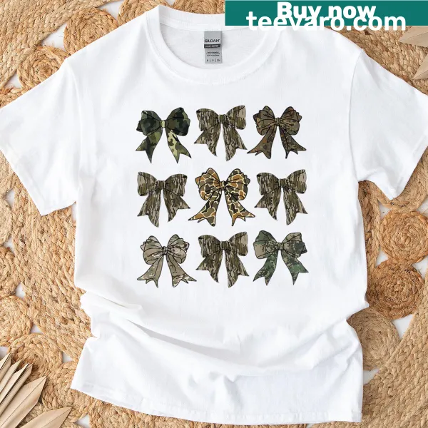 Camo silhouette with bows graphic for women T-shirt