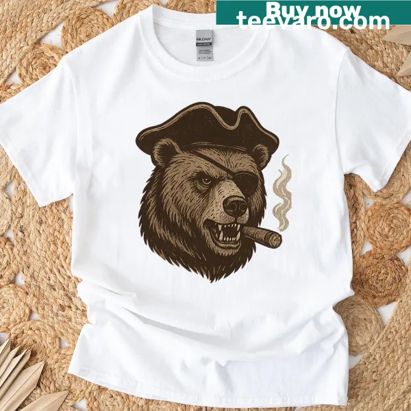 Illustration of a bear captain on t-shirt
