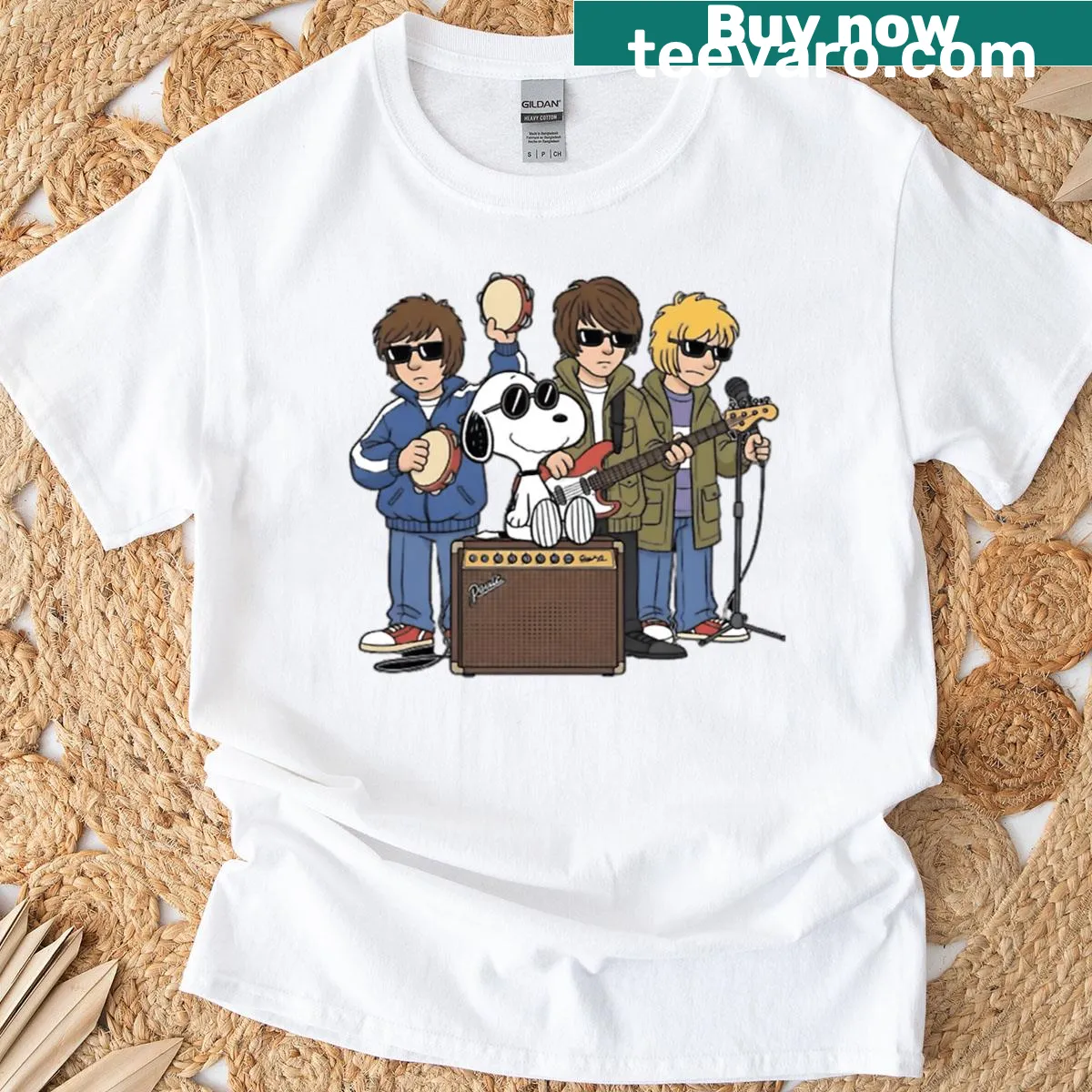 Cute cartoon dogs in humorous poses on a vintage meme T-shirt — on a men's t-shirt