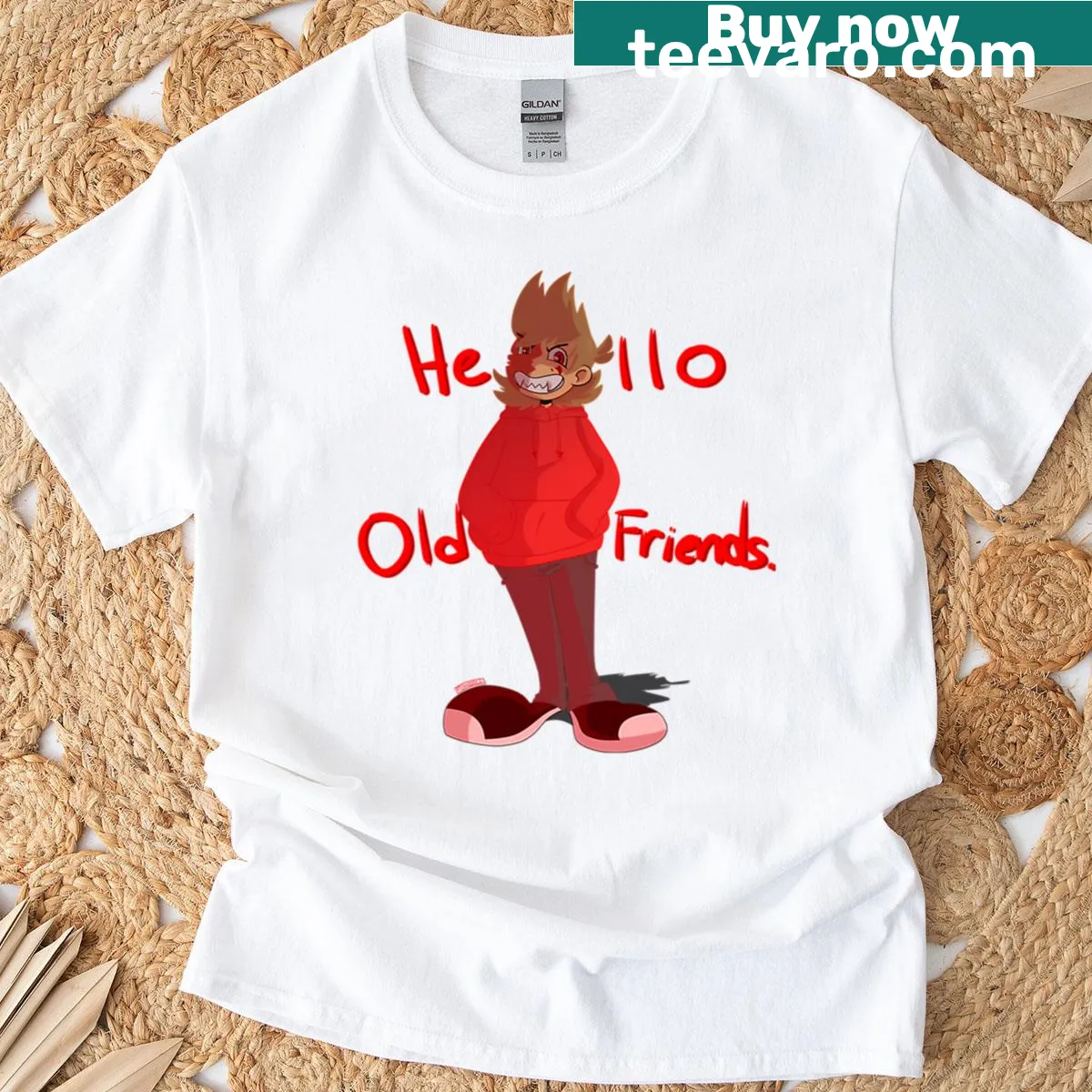 Cartoon vintage horror movie logo graphic on a t-shirt — on a men's t-shirt