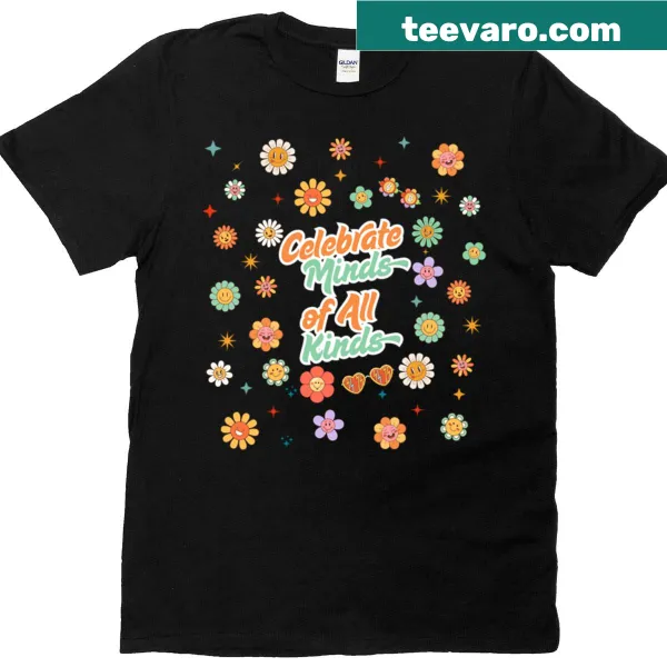Positive floral design T-shirt with smiley faces promoting diversity