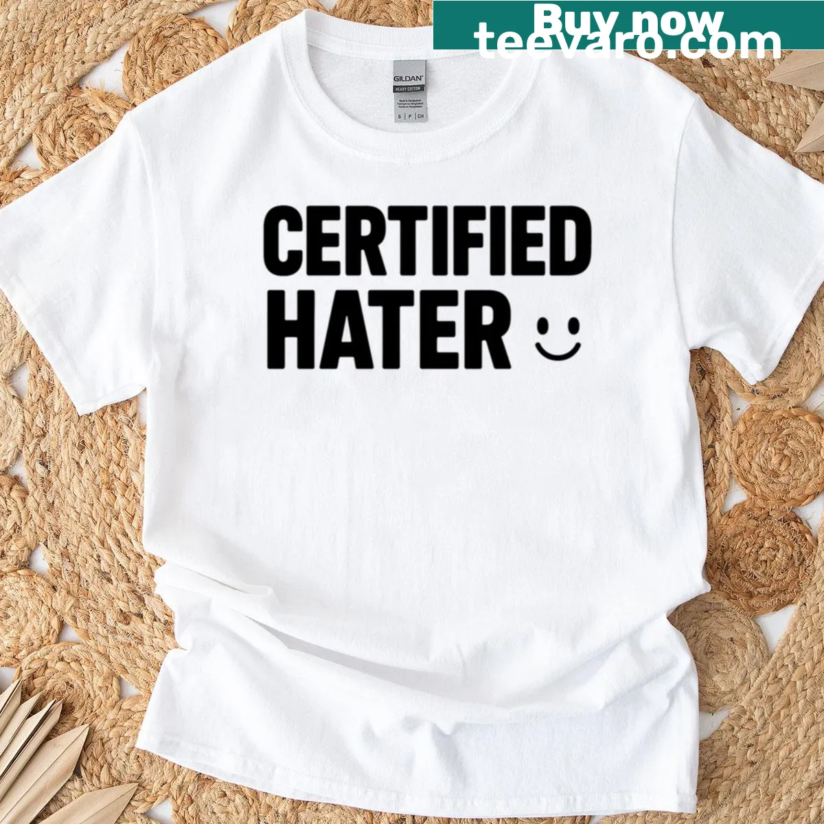 Bold text design declaring 'Certified Hater' on a T-shirt — on a men's t-shirt