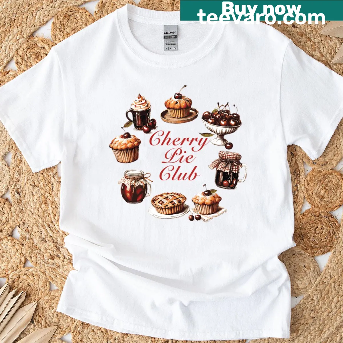 Kawaii cherry pie graphic on a Sweet Foodie t-shirt — on a men's t-shirt