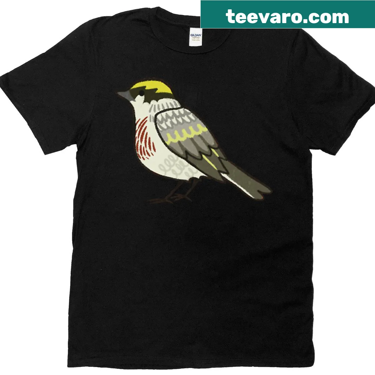 Illustration of a Chestnut Sided Warbler on a T-shirt — on a men's t-shirt