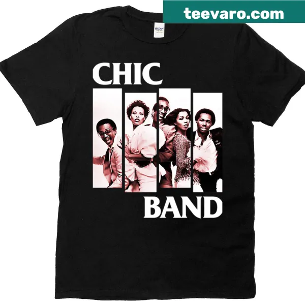 Chic T-shirt featuring a bold band illustration