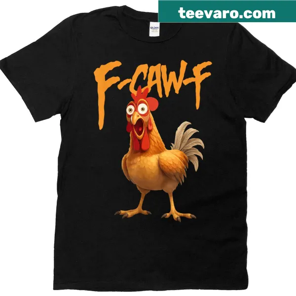 Funny T-shirt with a cartoon rooster and humorous quote