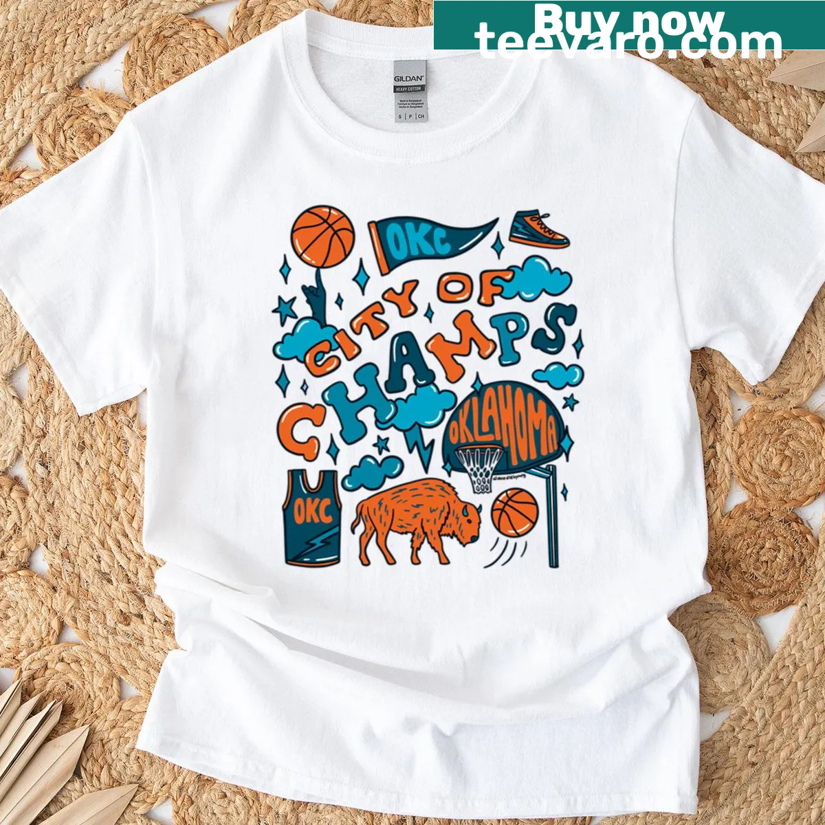 City Of Champs t-shirt with bold typography design — on a men's t-shirt