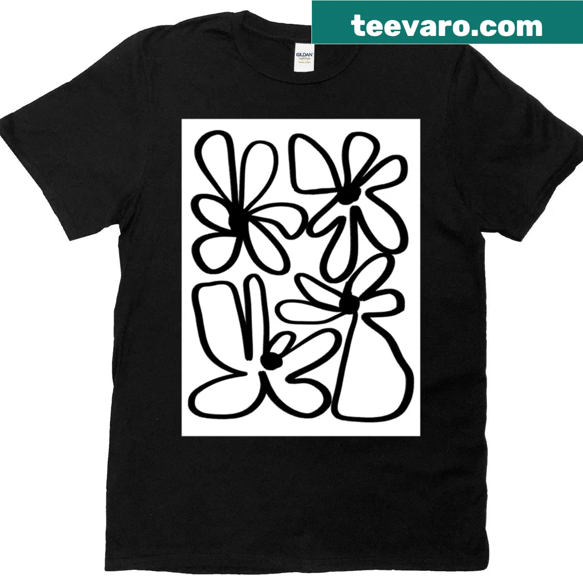 Childlike flower doodle art for kids t-shirt — on a men's t-shirt
