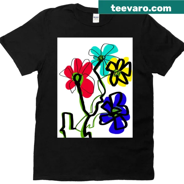 Whimsical flower doodle art graphic t-shirt