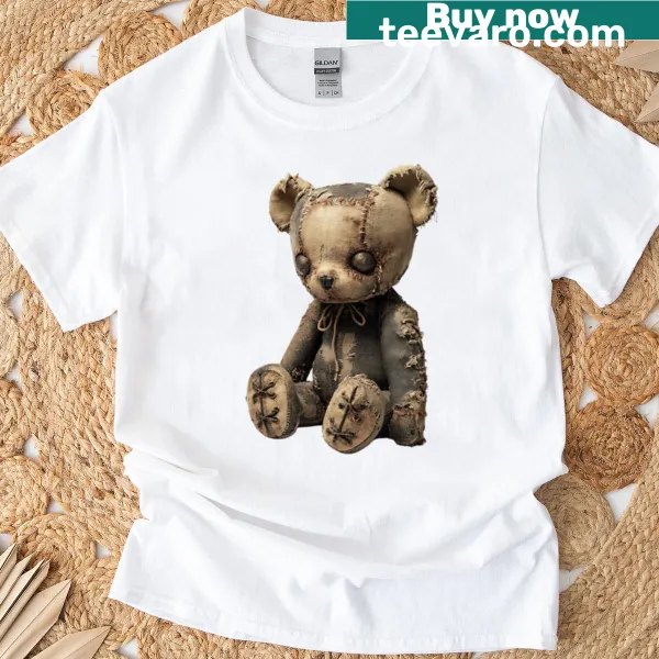 Cute zombie bear graphic t-shirt with a spooky theme