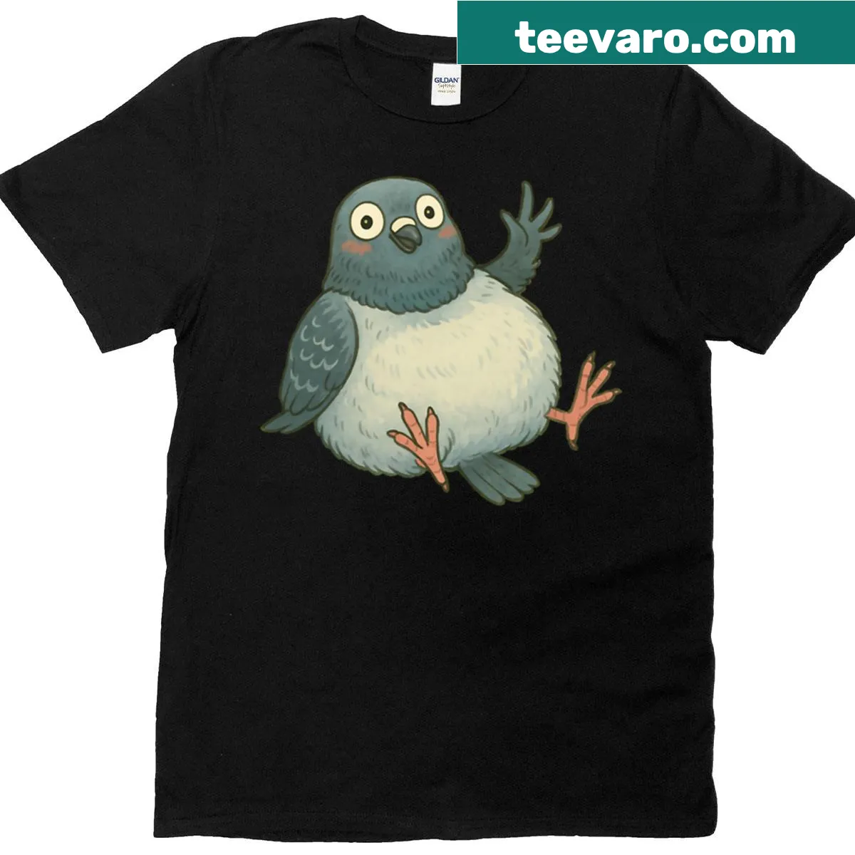 Charming chonky pigeon graphic saying Hi on a t-shirt — on a men's t-shirt