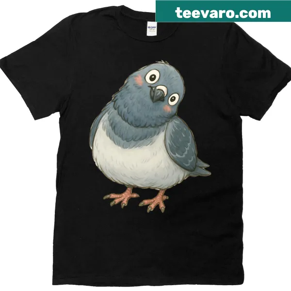 Adorable chubby pigeon graphic on a T-shirt