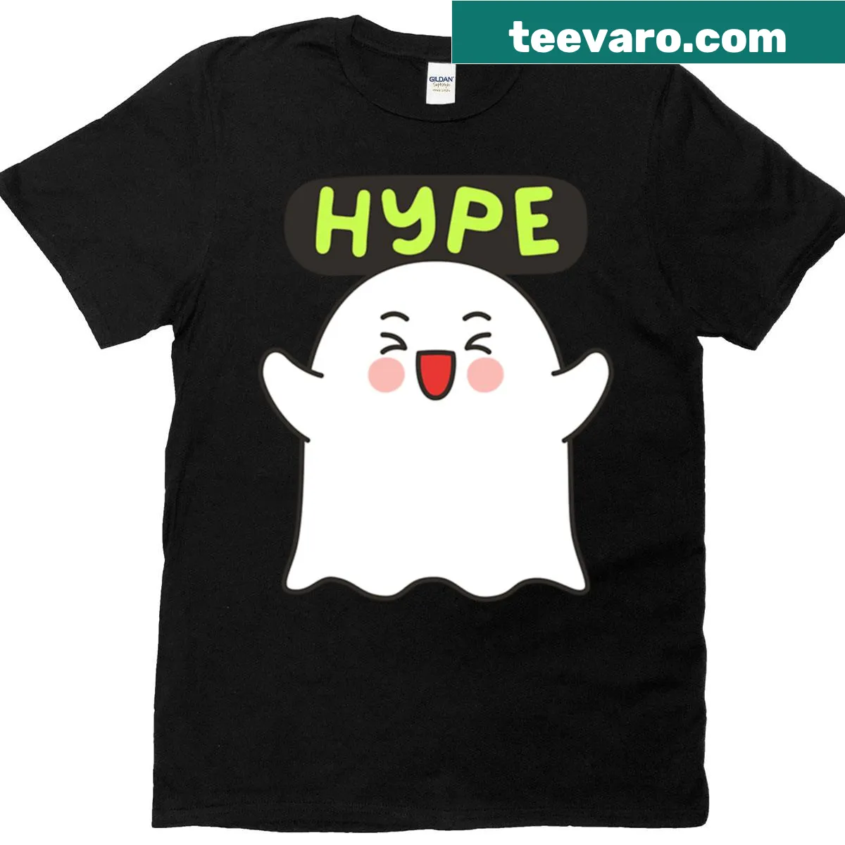 Ghost sticker design with hype text expression. — on a men's t-shirt
