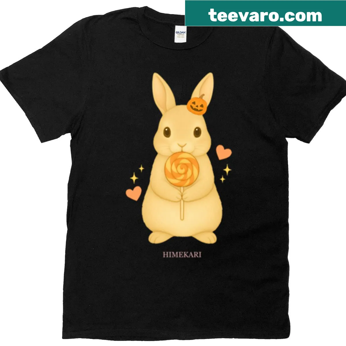 Halloween bunny with lollipop graphic for kids — on a men's t-shirt