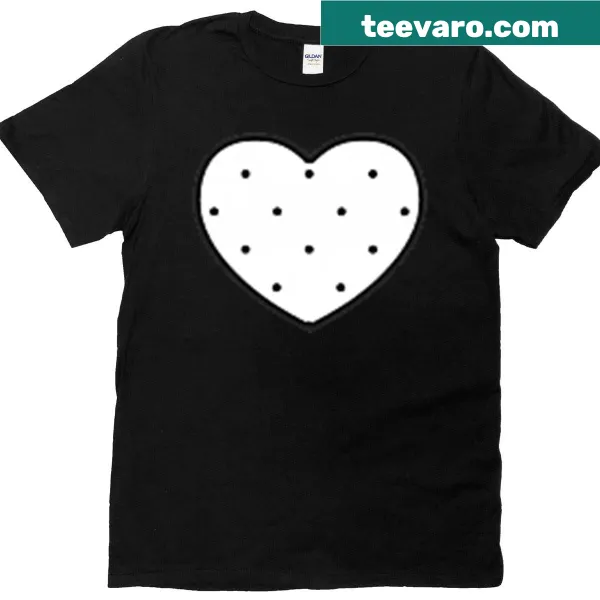 Minimalist T-shirt with tiny white polka dot design