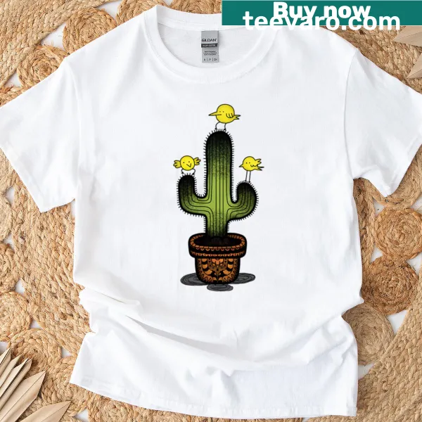 Artistic desert scene graphic T-shirt promoting nature harmony
