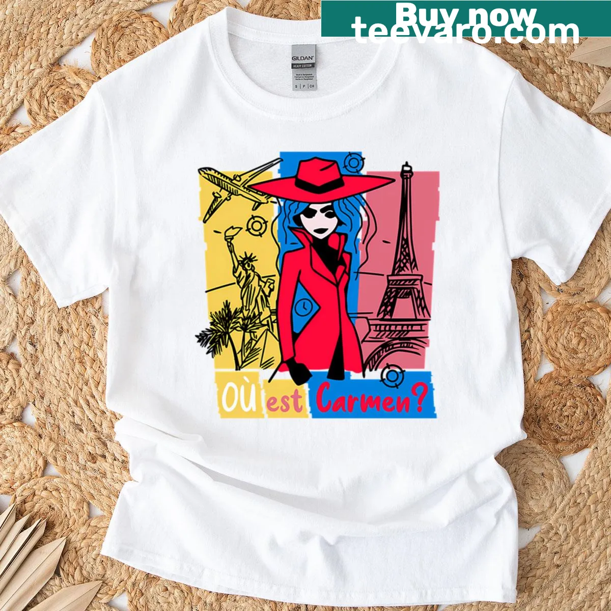Artistic watercolor graphic of a detective coat and hat on T-shirt — on a men's t-shirt