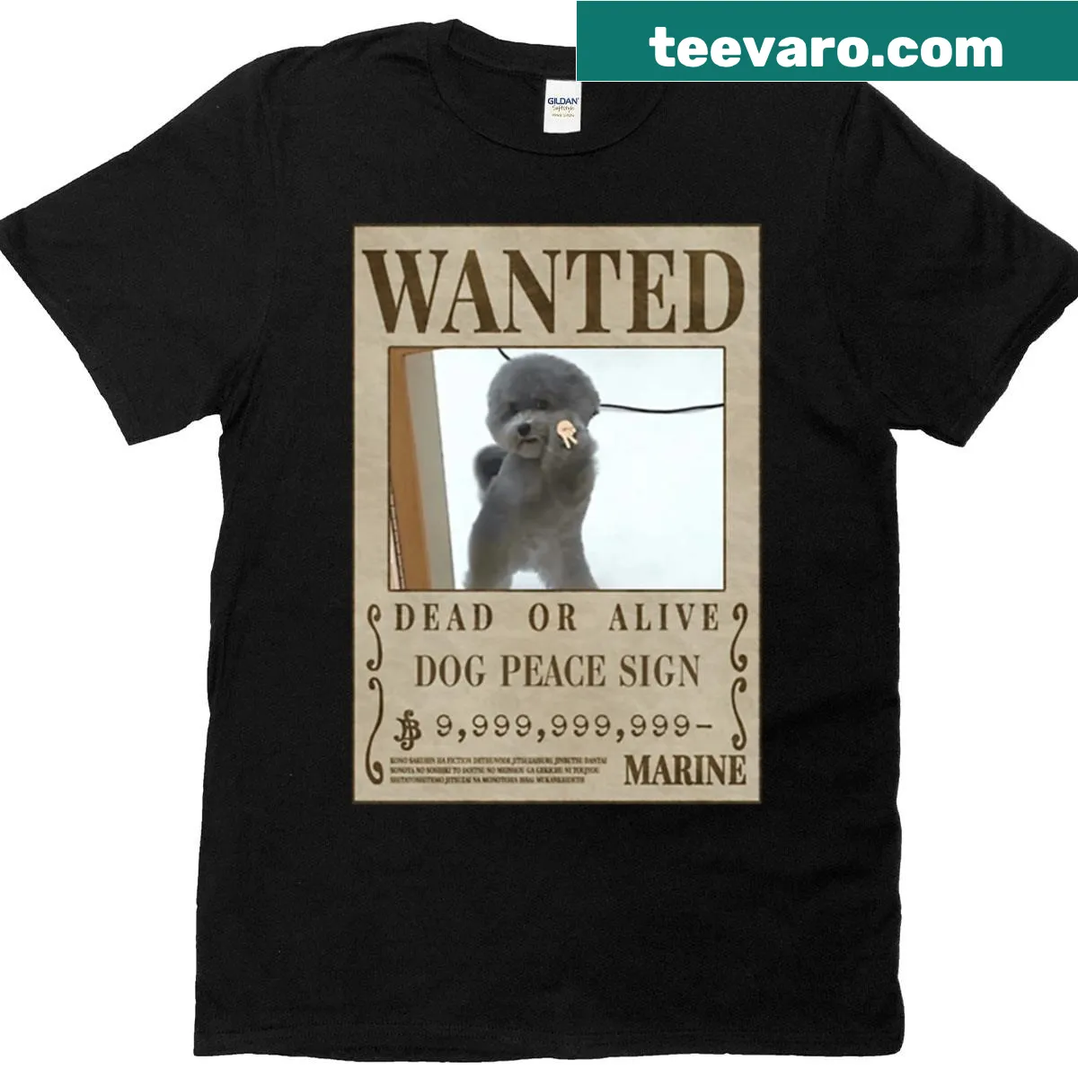 Funny peace sign dog meme T-shirt — on a men's t-shirt