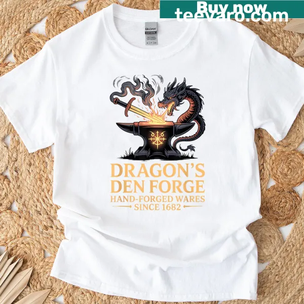 Dragon and sword graphic celebrating hand-forged wares