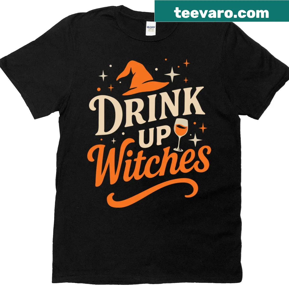 Wine glass graphic with fun text for Halloween — on a men's t-shirt
