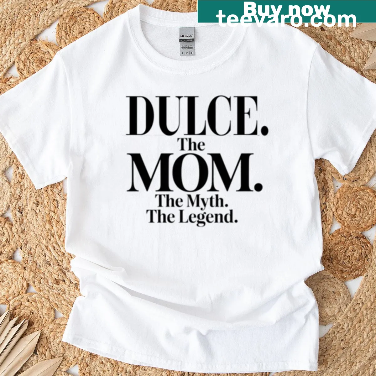 Funny mom quote tee featuring 'The Mom The Myth The Legend' and the name Dulce. — on a men's t-shirt