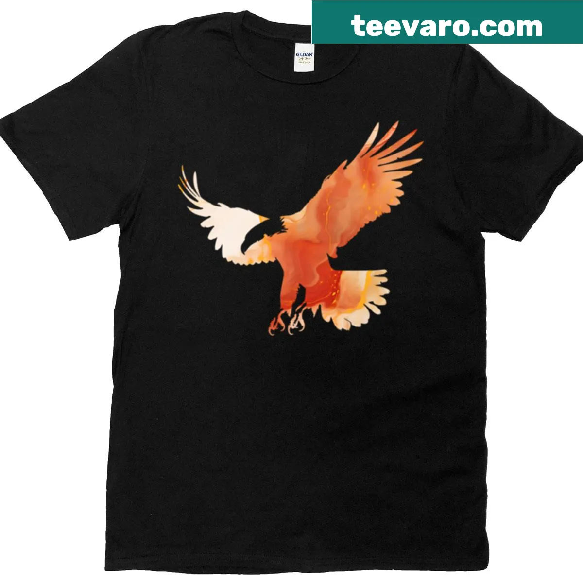 Eagle silhouette graphic with marble texture on T-shirt — on a men's t-shirt