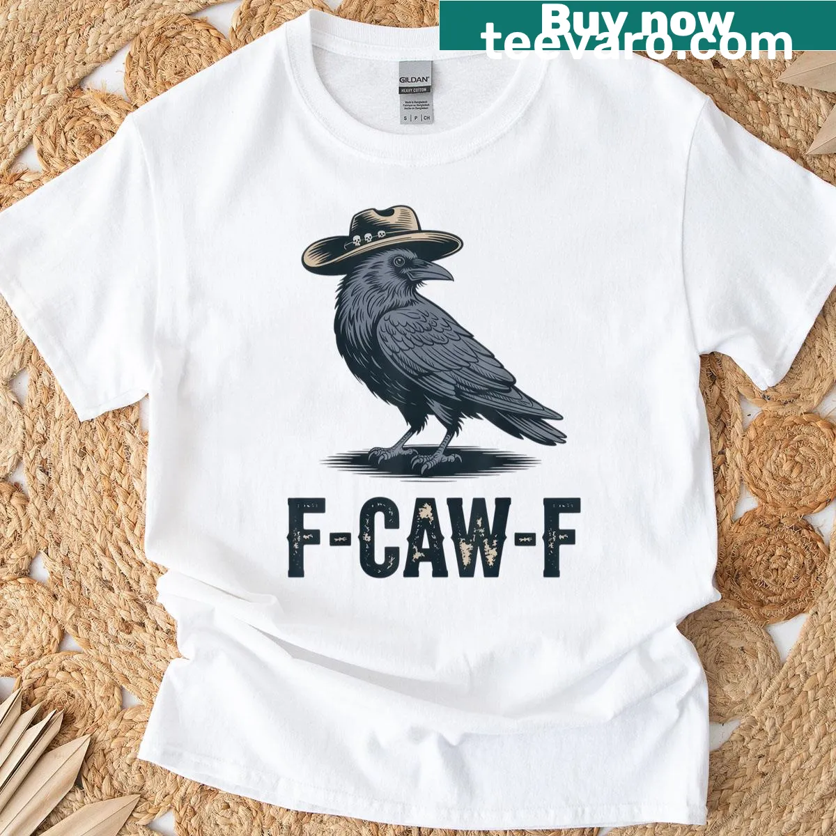 Funny F-caw-f Crow Lovers Halloween design on t-shirt — on a men's t-shirt