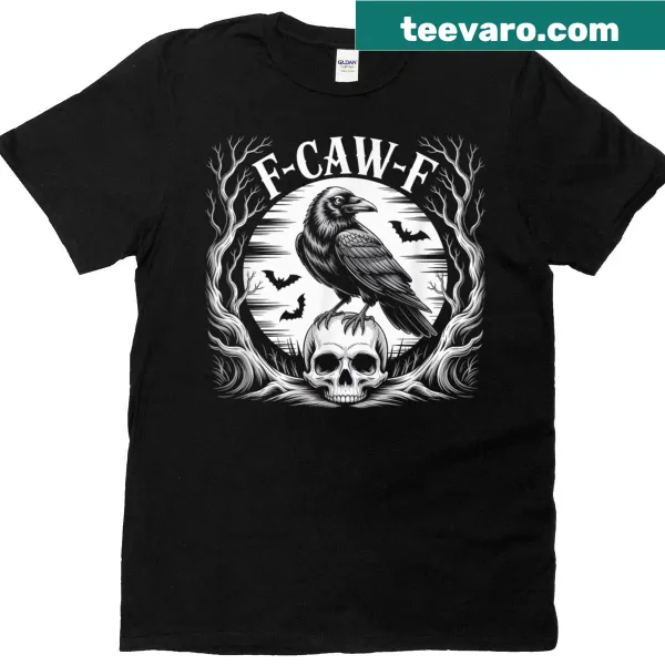 Crow skull design on a Halloween-themed t-shirt
