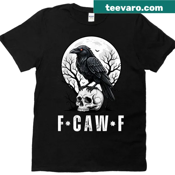 Gothic style black crow design T-shirt with humor