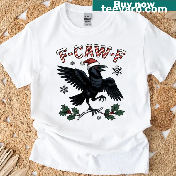 Funny crow Christmas T-shirt with humorous meme graphic