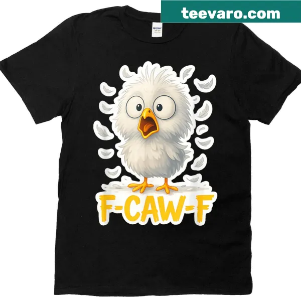 Distressed t-shirt with a dark humor chicken design and slogan.