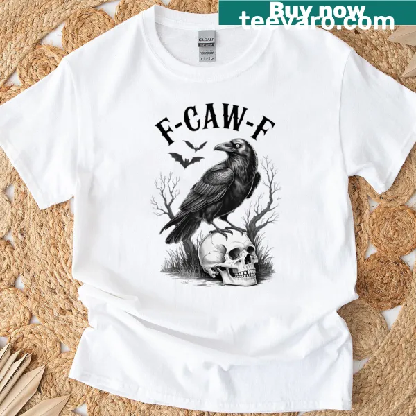 Graphic T-shirt featuring a funny black bird design for Halloween lovers