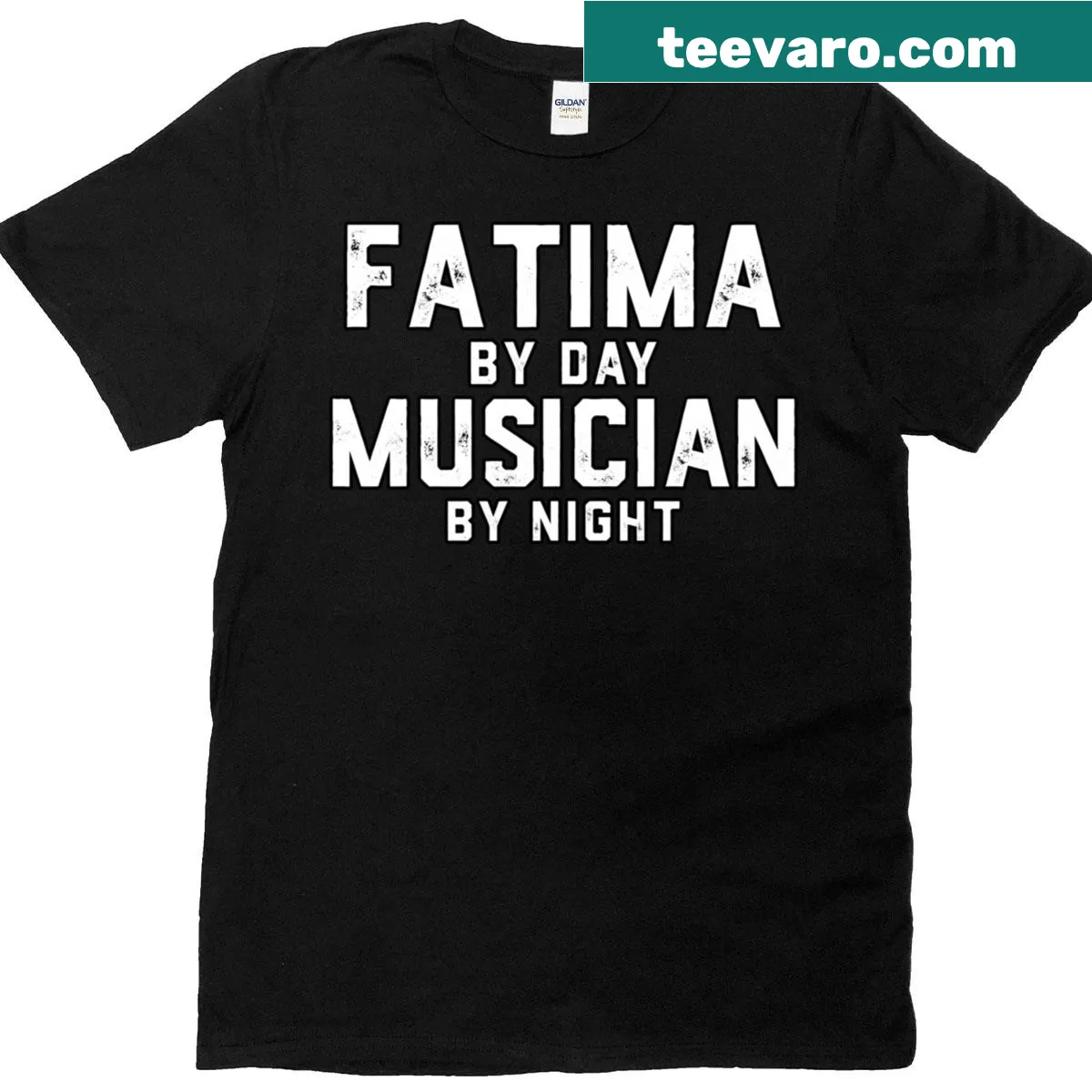 Illustrative T-shirt celebrating music and creativity — on a men's t-shirt