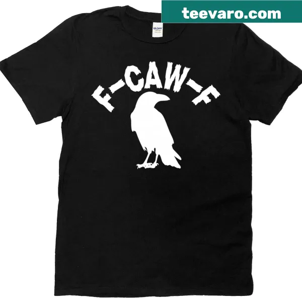 Gothic crow design t-shirt for Halloween featuring dark humor.
